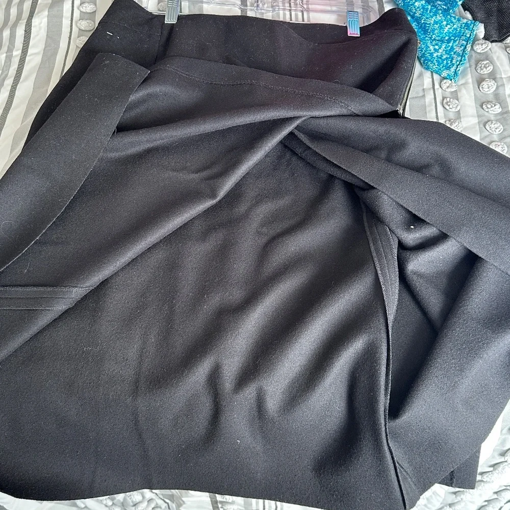 Garnet Hill Wool Cashmere Blend Black Wrap Skirt Size14 Winter - Picture 4 of 6